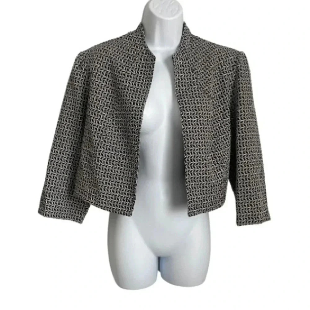 Sheri Martin New York Black & White Cropped Blazer Jacket - Size 14 - Picture 5 of 6